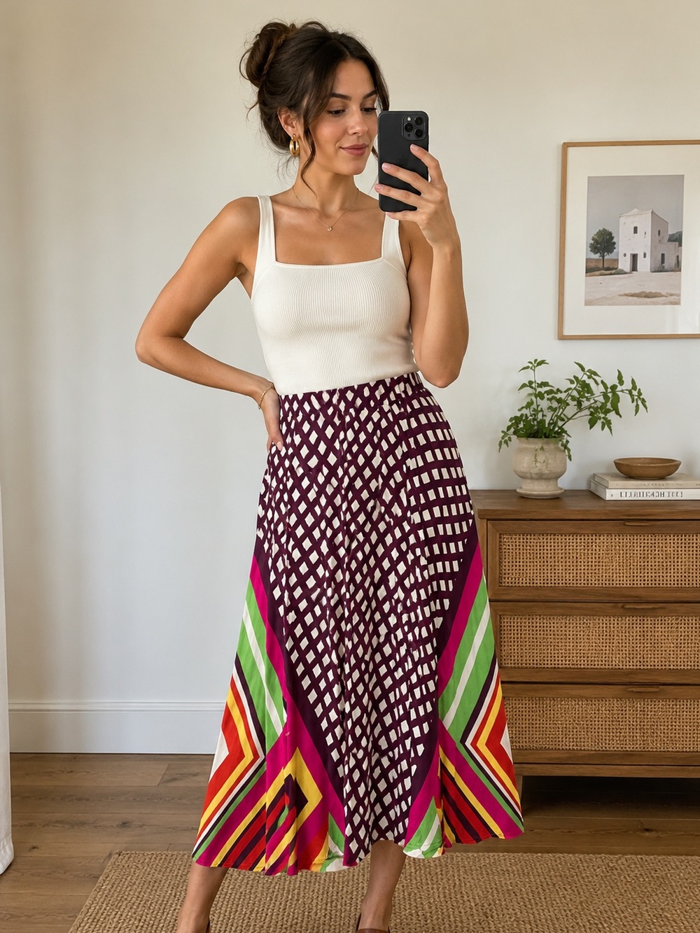 Anthropologie Franziska Maxi patterned Skirt Size XS summer spring colorful tiny
